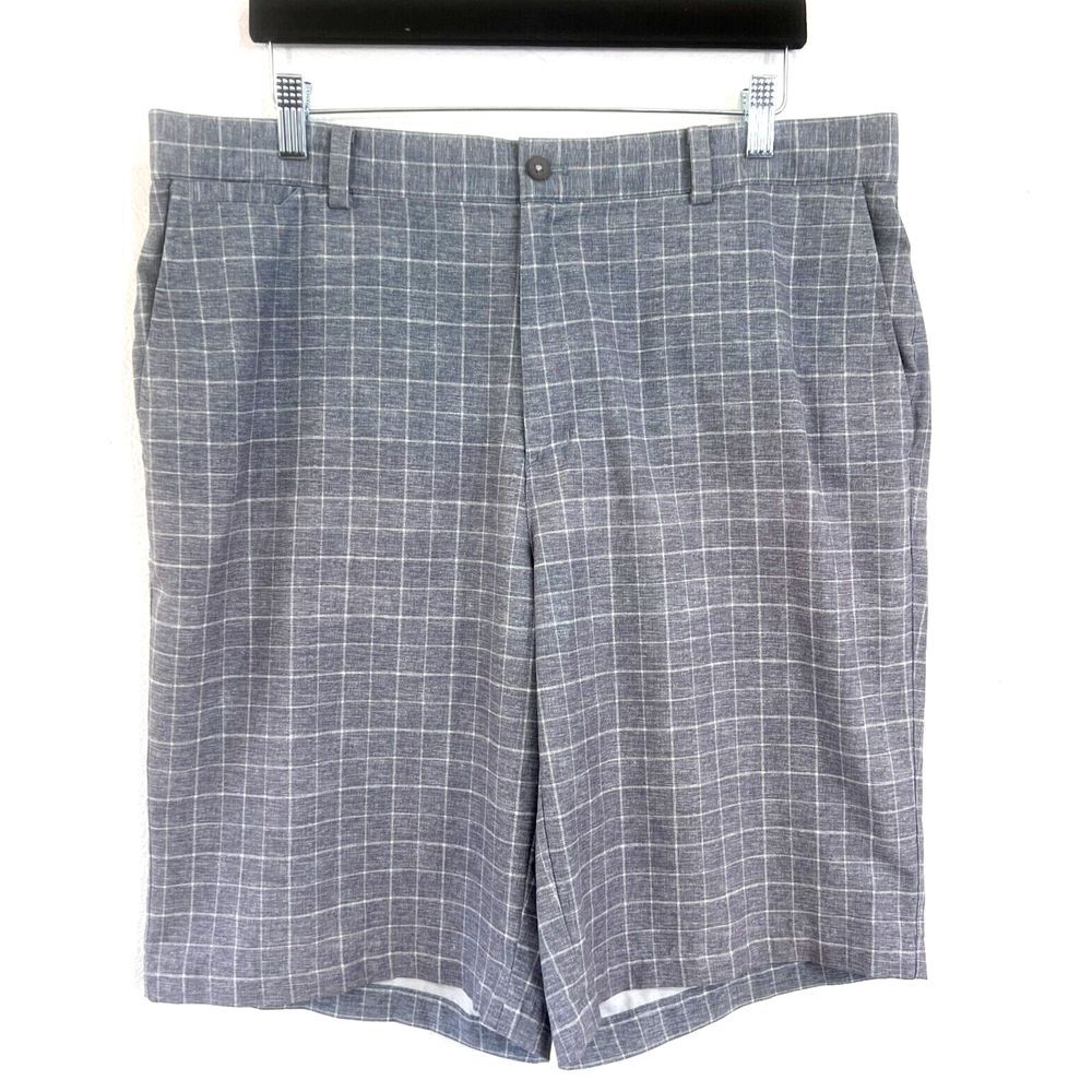 Nike Golf Dri Fit Fairway Plaid Shorts Gray Check Mens Size 36 818047-088 Casual